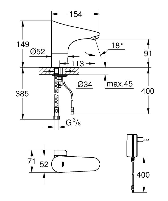 Infrarot-Elektronik für Waschtisch 1/2