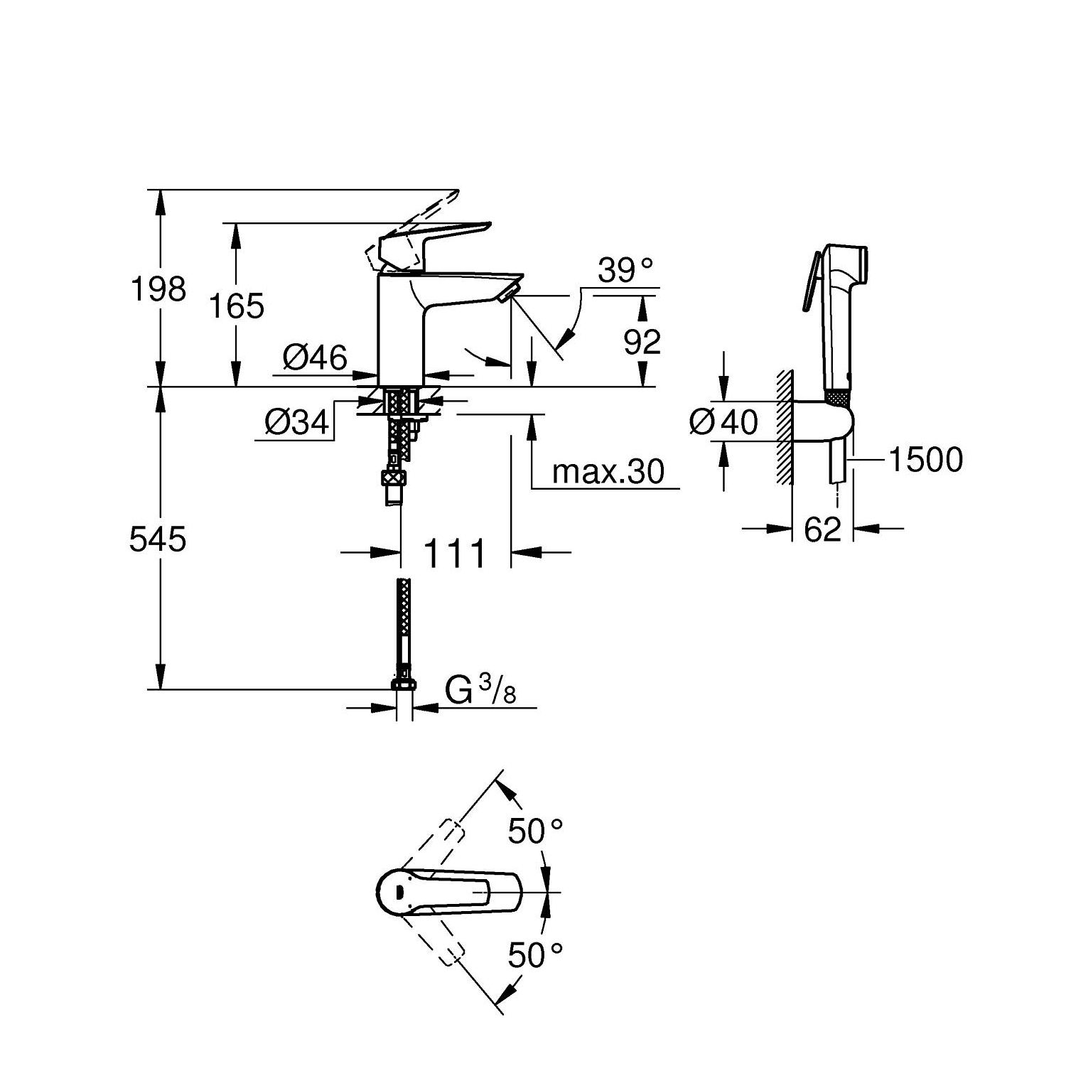 Start - Basin Tap S-Size & Trigger Spray Handshower - Chrome 4