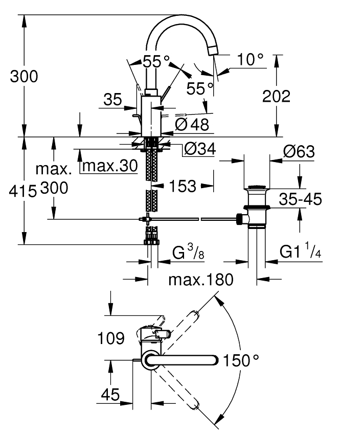 Eurosmart Cosmopolitan Einhand-Waschtischbatterie, 1/2