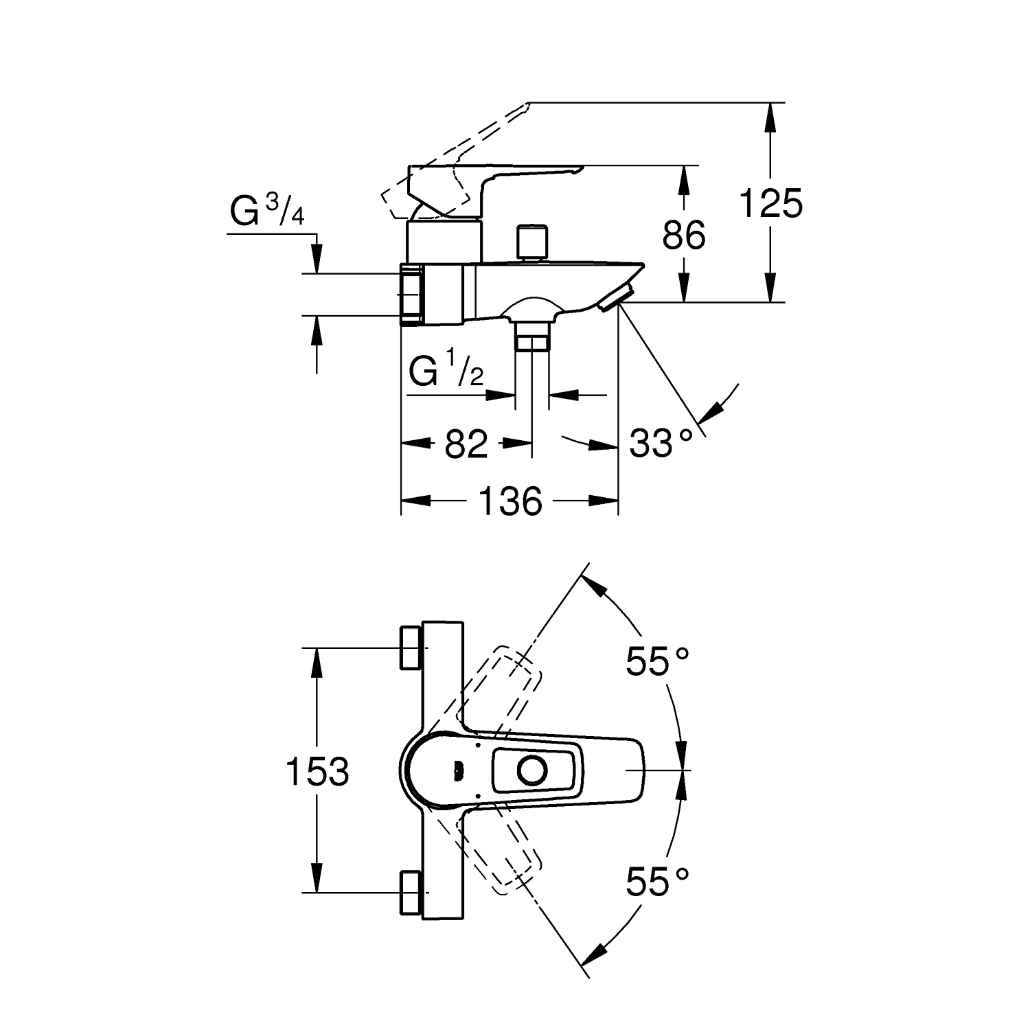 Start Loop Single-lever bath/shower mixer 1/2" 6