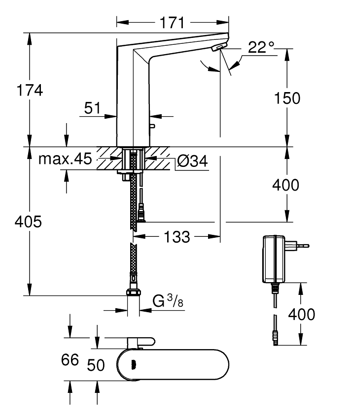 Infrarot-Elektronik für Waschtisch 1/2