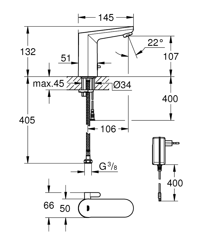 Infrarot-Elektronik für Waschtisch 1/2
