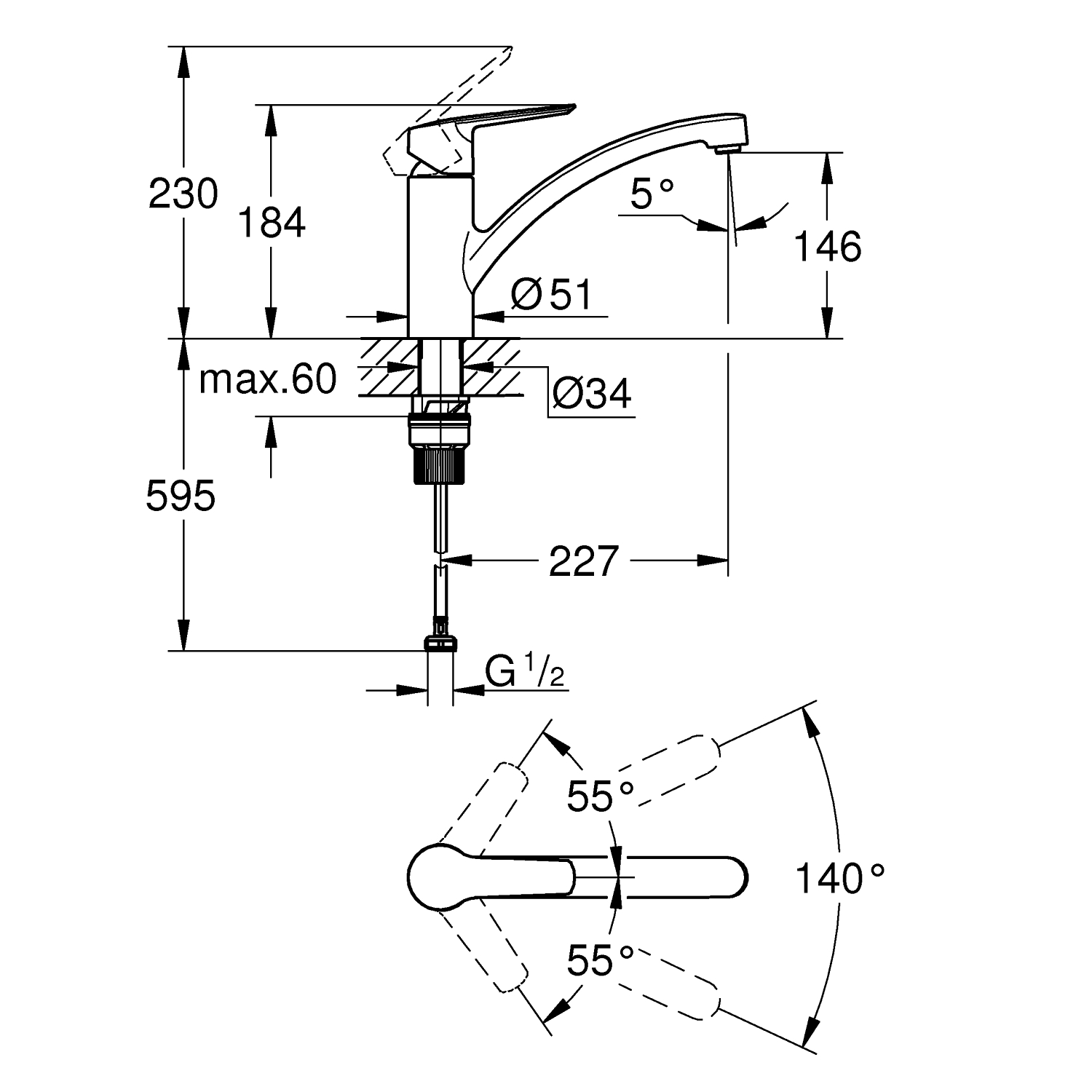 Start - Kitchen Tap Low Spout  - Chrome 4