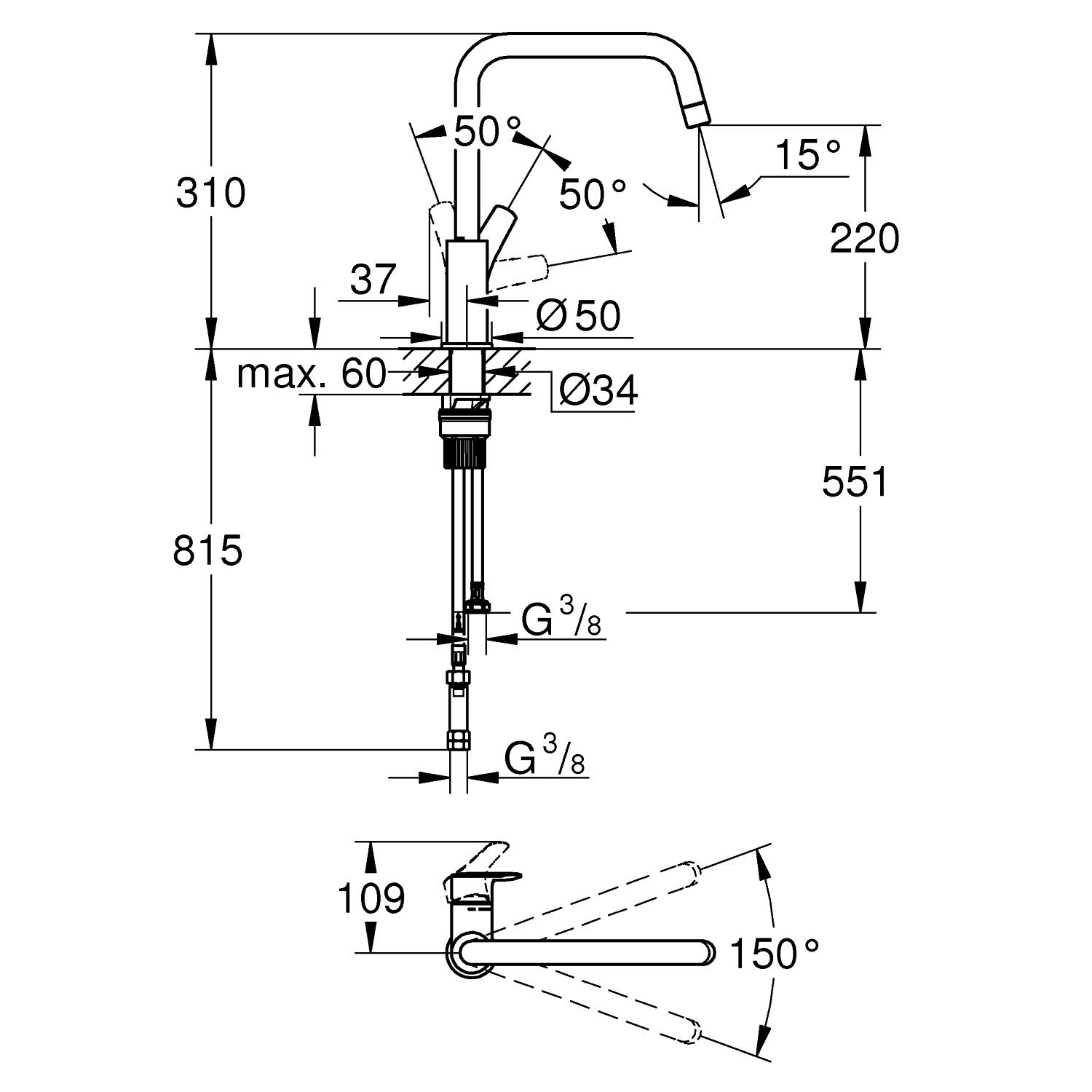 Start Einhand-Spültischbatterie, 1/2" 5