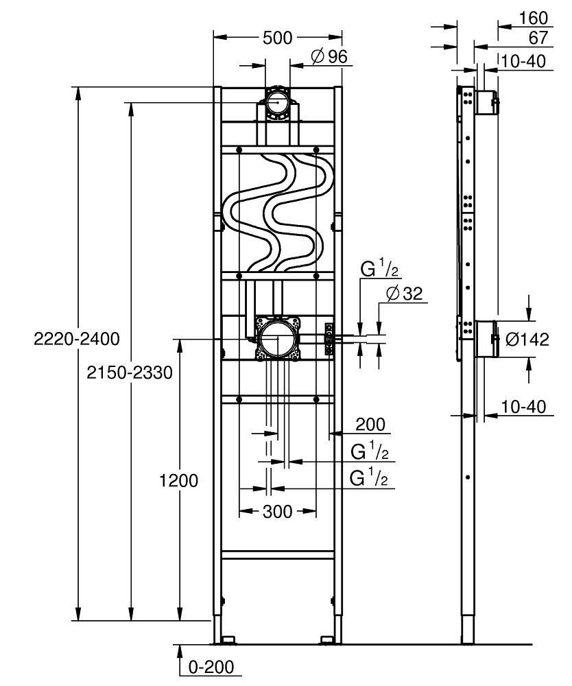 Rapido Shower Frame Element for duo concealed shower installation | GROHE