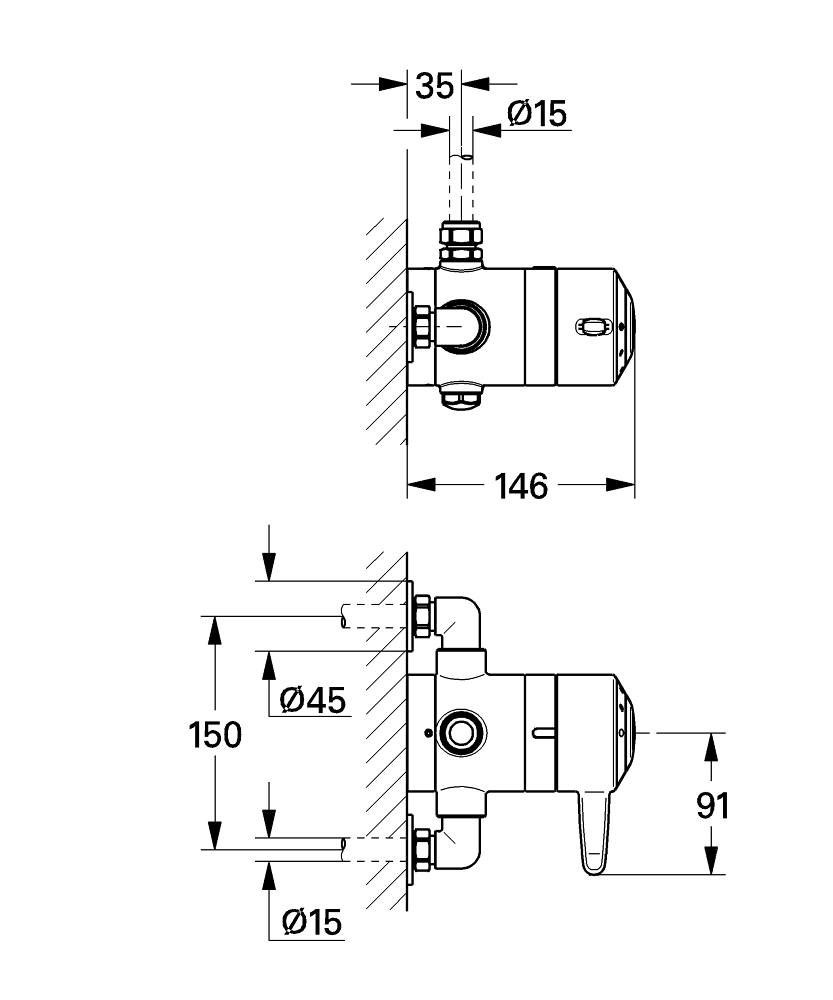 Avensys Single control DO8 shower mixer 1/2″ EV GROHE