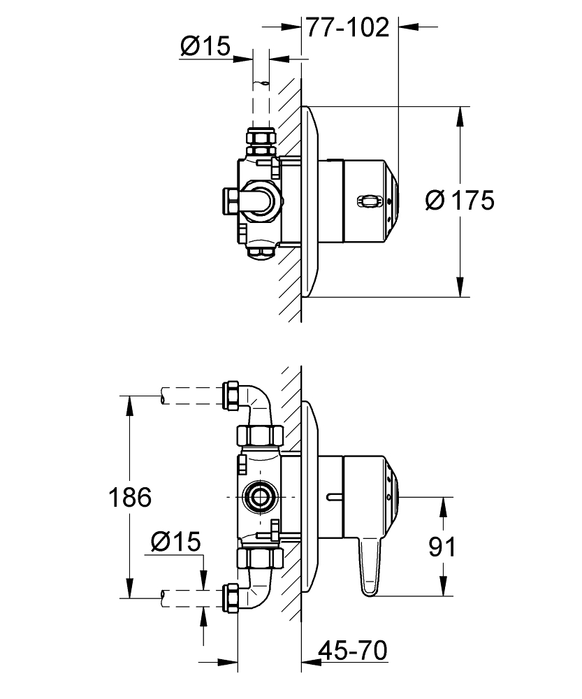 Avensys Single control DO8 shower mixer 1/2″ EV | GROHE