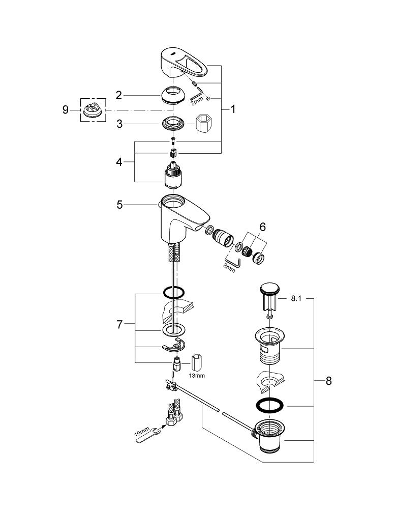 Europlus Single-lever Bidet Mixer 