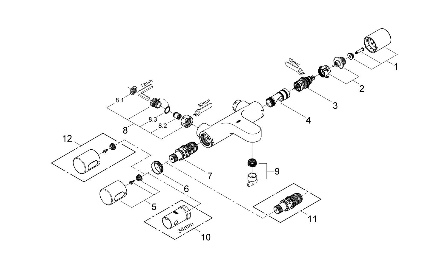 Grohtherm 3000 Cosmopolitan Thermostat bath/shower mixer GROHE