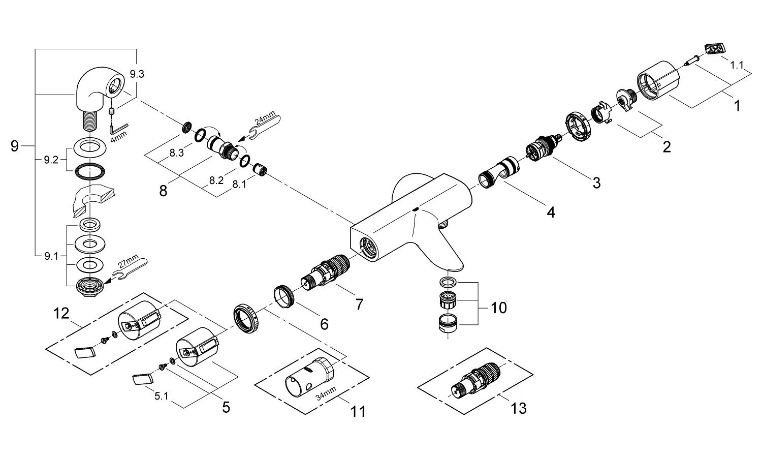 Grohtherm 2000 Thermostat bath/shower mixer GROHE