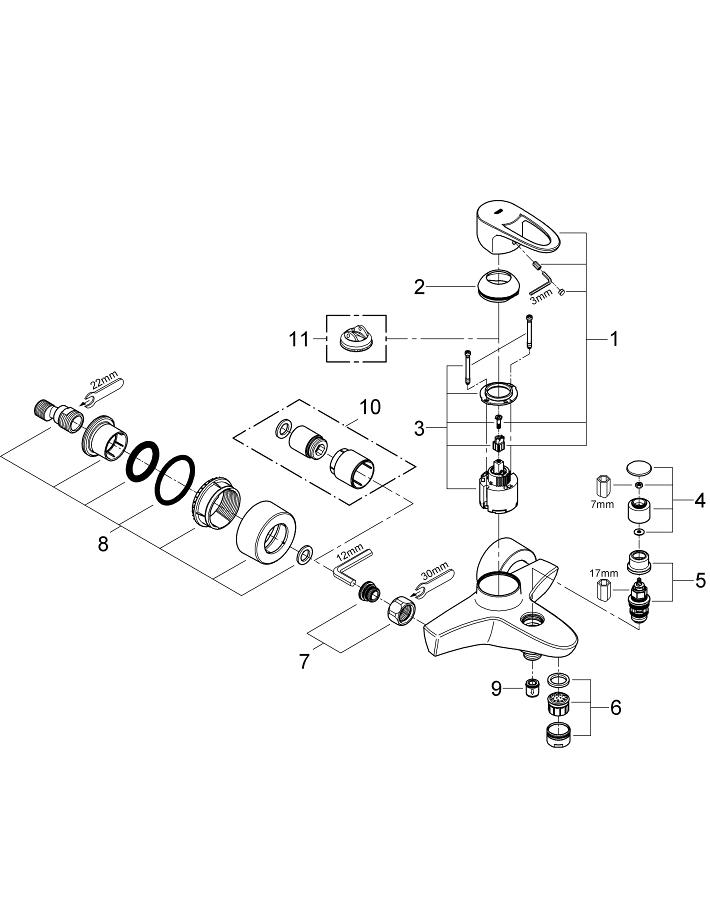 Grohe души как разобрать Europlus Single-lever bath/shower mixer GROHE