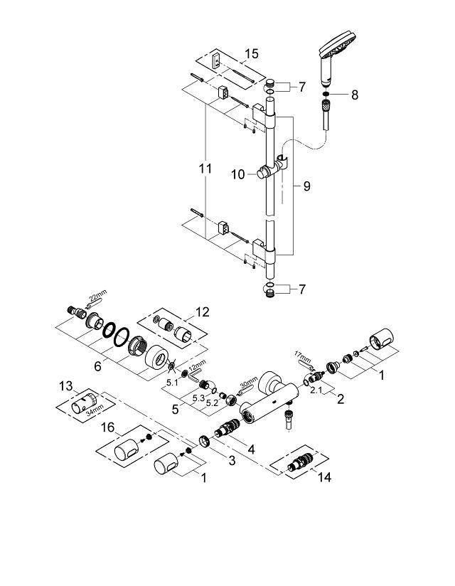 Grohtherm 3000 Cosmopolitan Thermostatic shower mixer 1/2″ GROHE