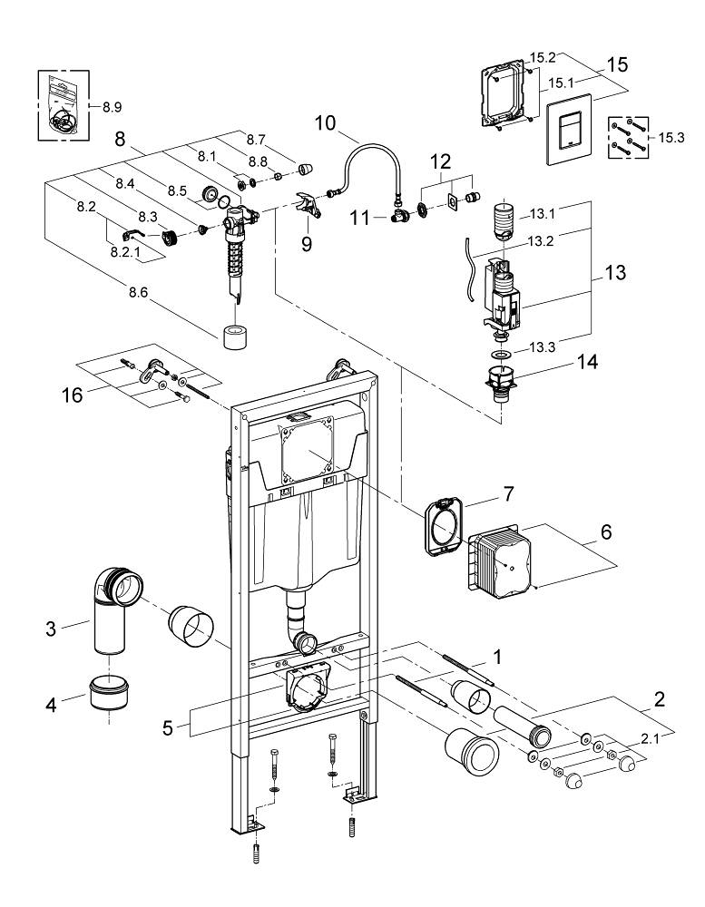 Rapid SL 3-in-1 set for WC, 1.13 m installation height | GROHE