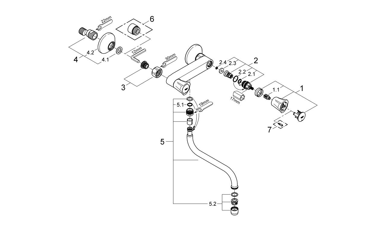 Costa L Wall sink mixer 1/2″ GROHE 官方網站
