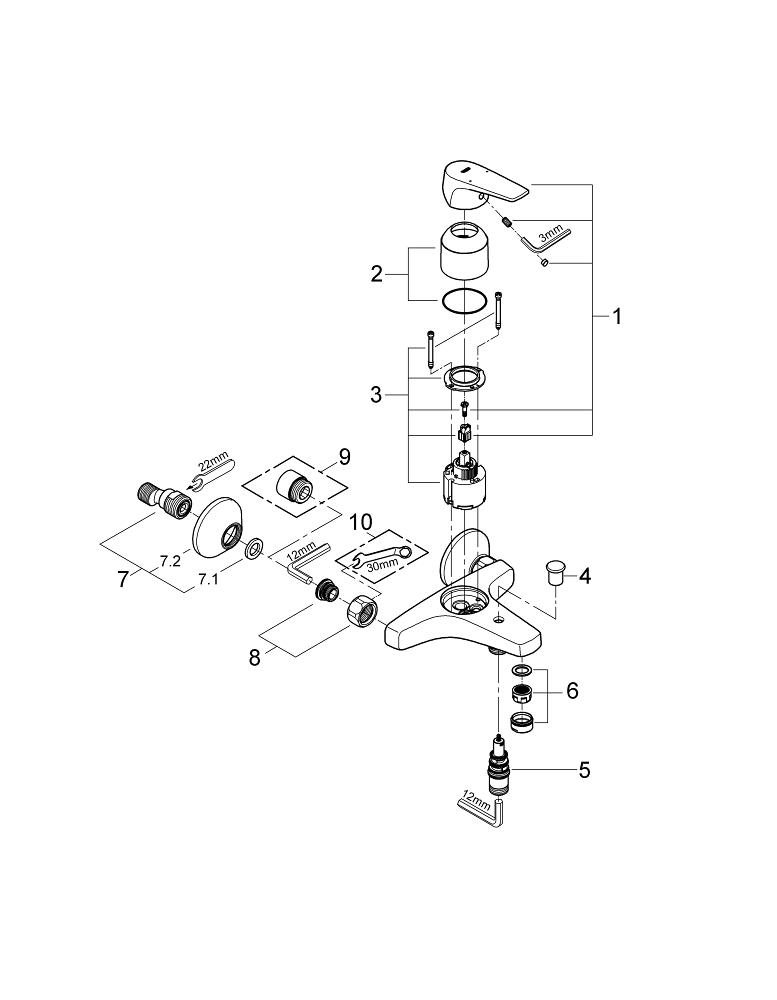 GROHE BauFlow Single-lever bath/shower mixer | GROHE