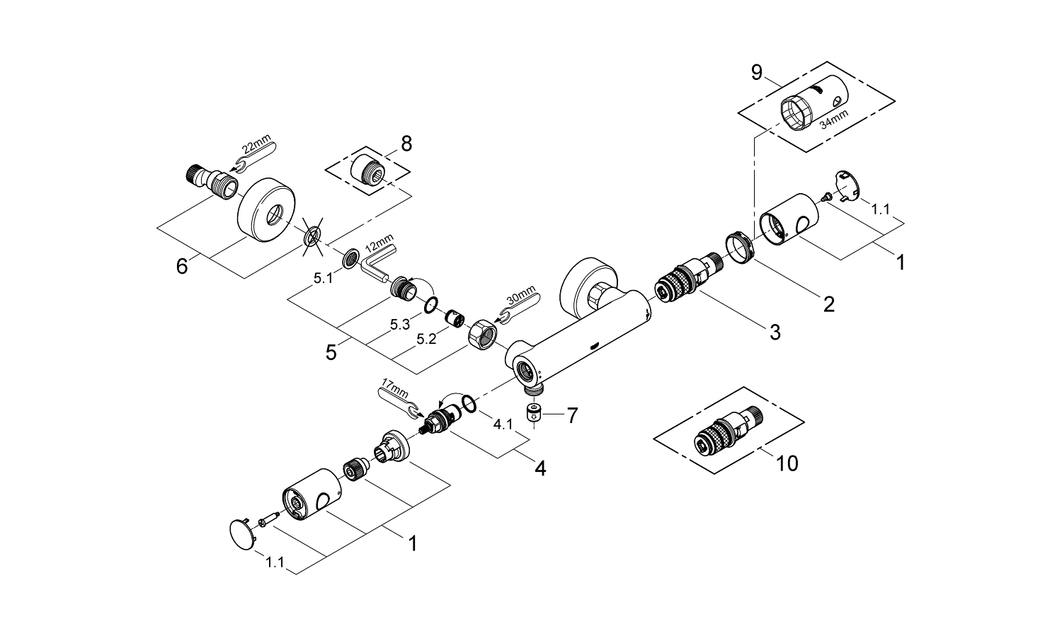 Grohtherm 1000 Cosmopolitan Thermostatic shower mixer 1/2″ GROHE