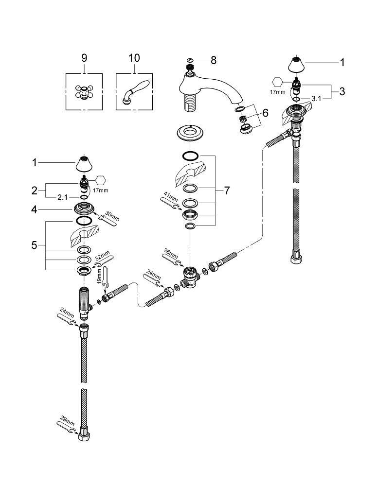 Seabury 3hole bath/shower combination GROHE