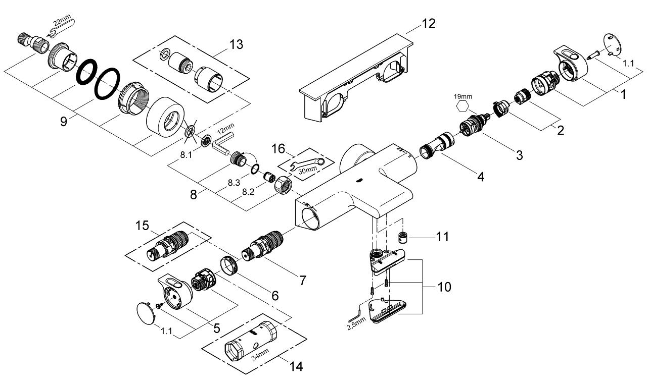 Grohtherm 2000 Mitigeur thermostatique Bain / Douche 1/2 GROHE