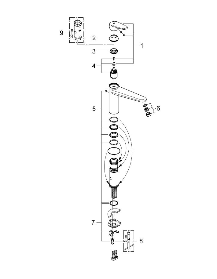 Grohe Eurodisc Cosmopolitan Einhand-Spültischbatterie Für Wandmontage – Silber/Chrom