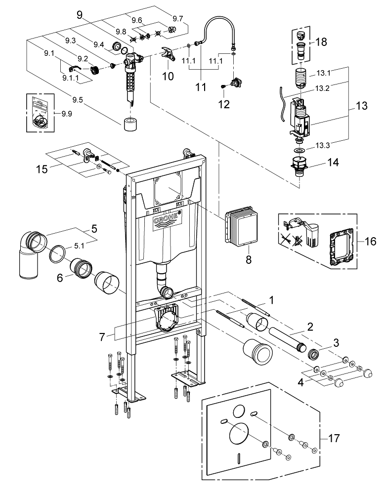 Rapid SL B ti Support Pour WC 1 13 M GROHE