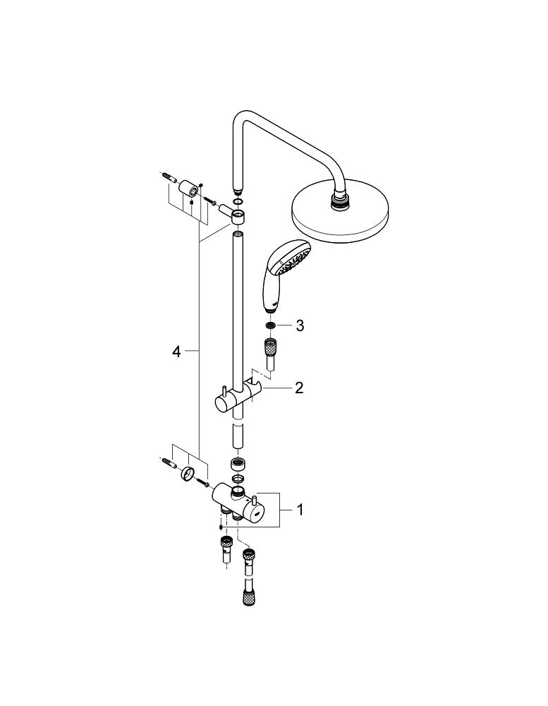 Как разобрать верхнего душа Tempesta System 200 Shower system with diverter for wall mounting GROHE