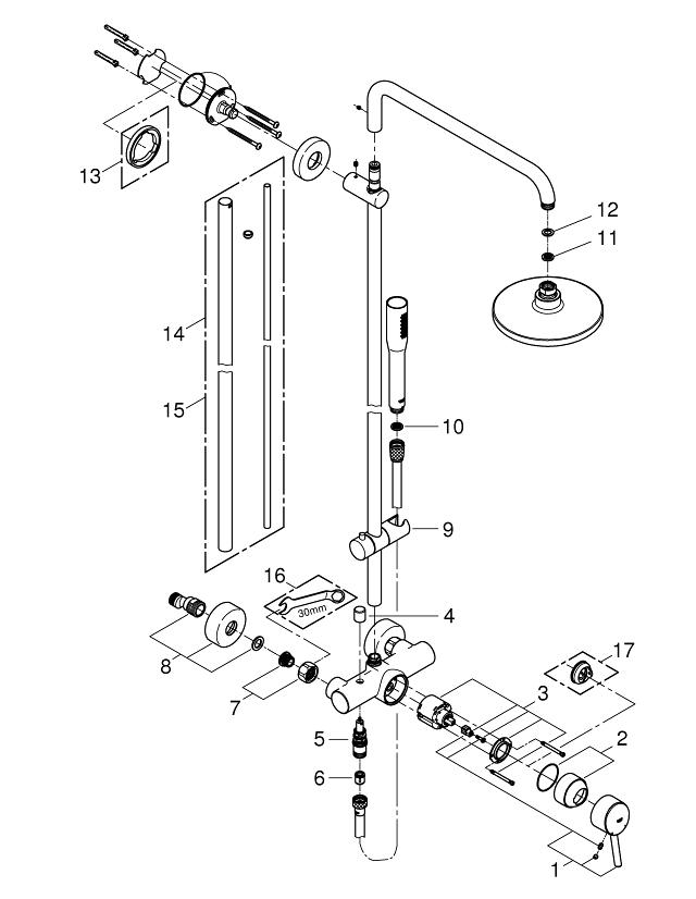 Euphoria Concetto System 180 Shower system with single lever mixer for