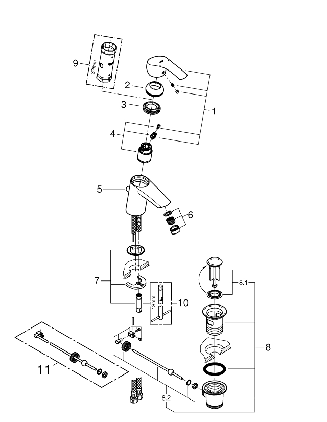 Eurosmart Single-lever basin mixer 1/2″ S-Size | GROHE