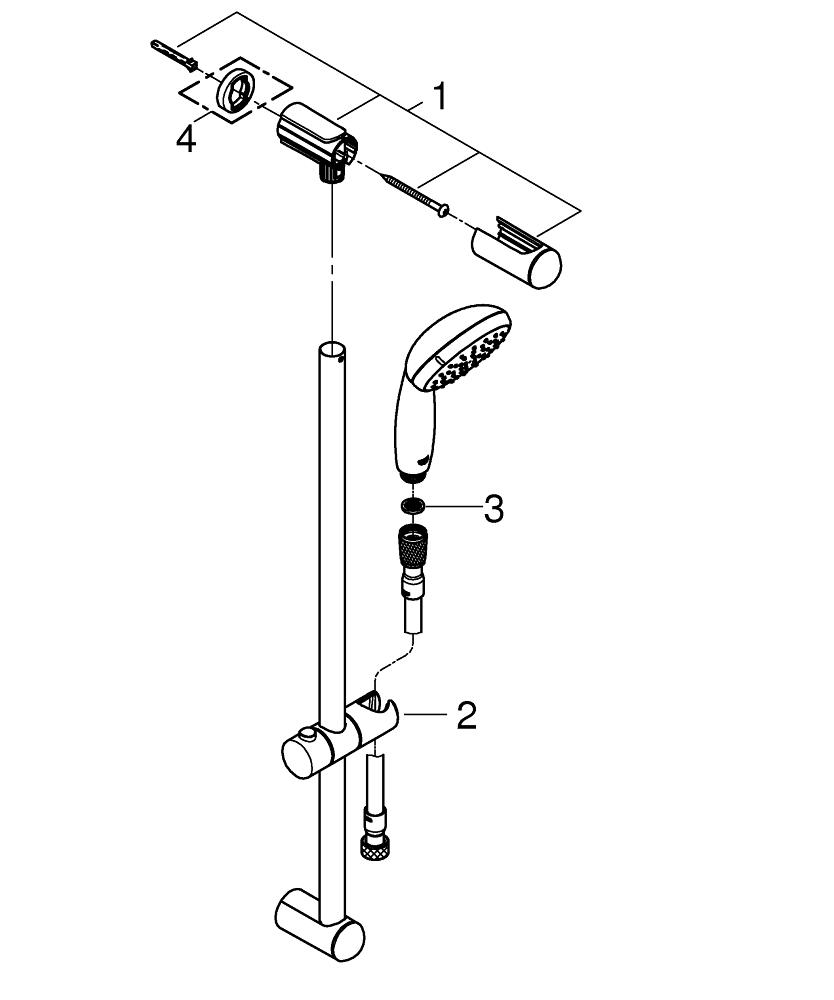 Tempesta 100 Shower rail set 2 sprays