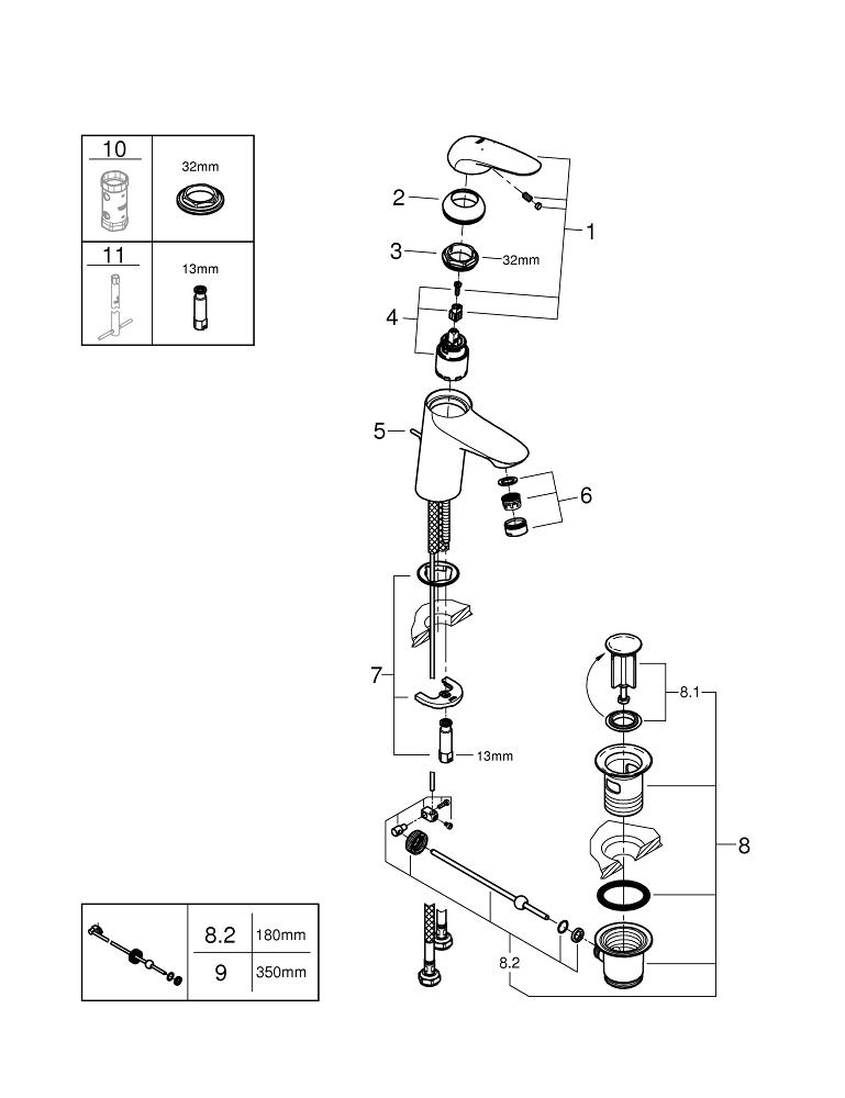 Mitigeur Lavabo Monotrou Grohe Eurostyle 23708000