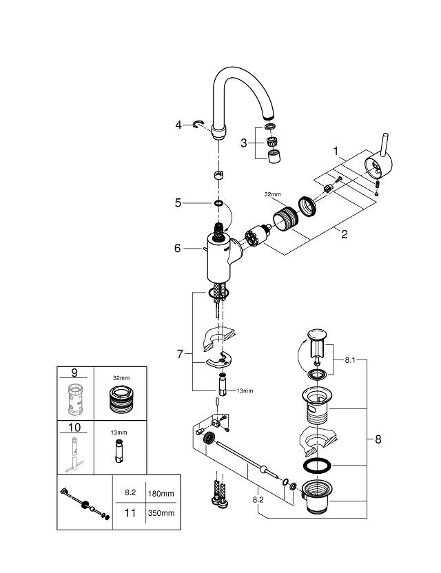 Grohe Concetto wastafelmengkraan M-size chroom 23451001