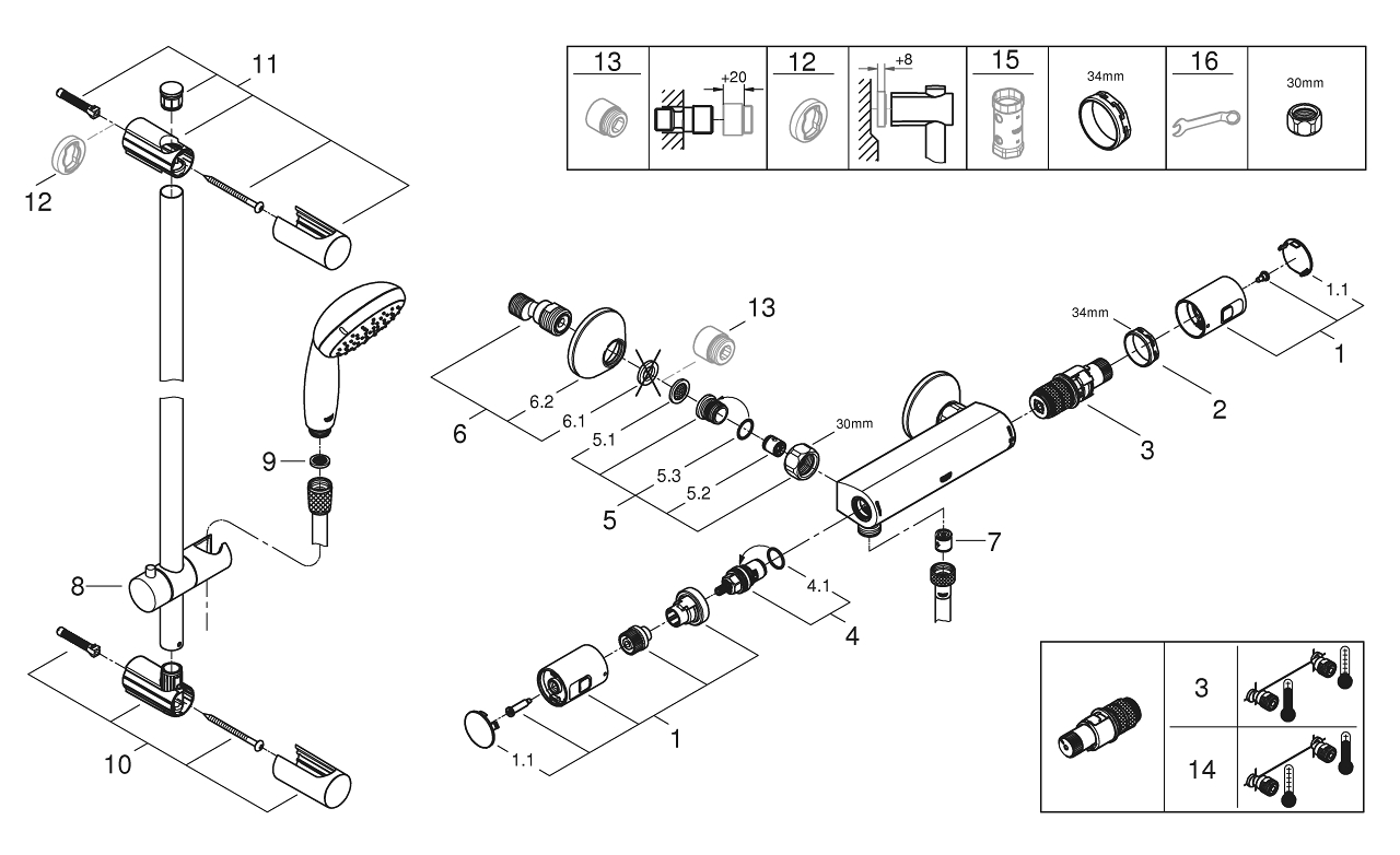 Precision Start Mitigeur thermostatique douche 1/2″ GROHE