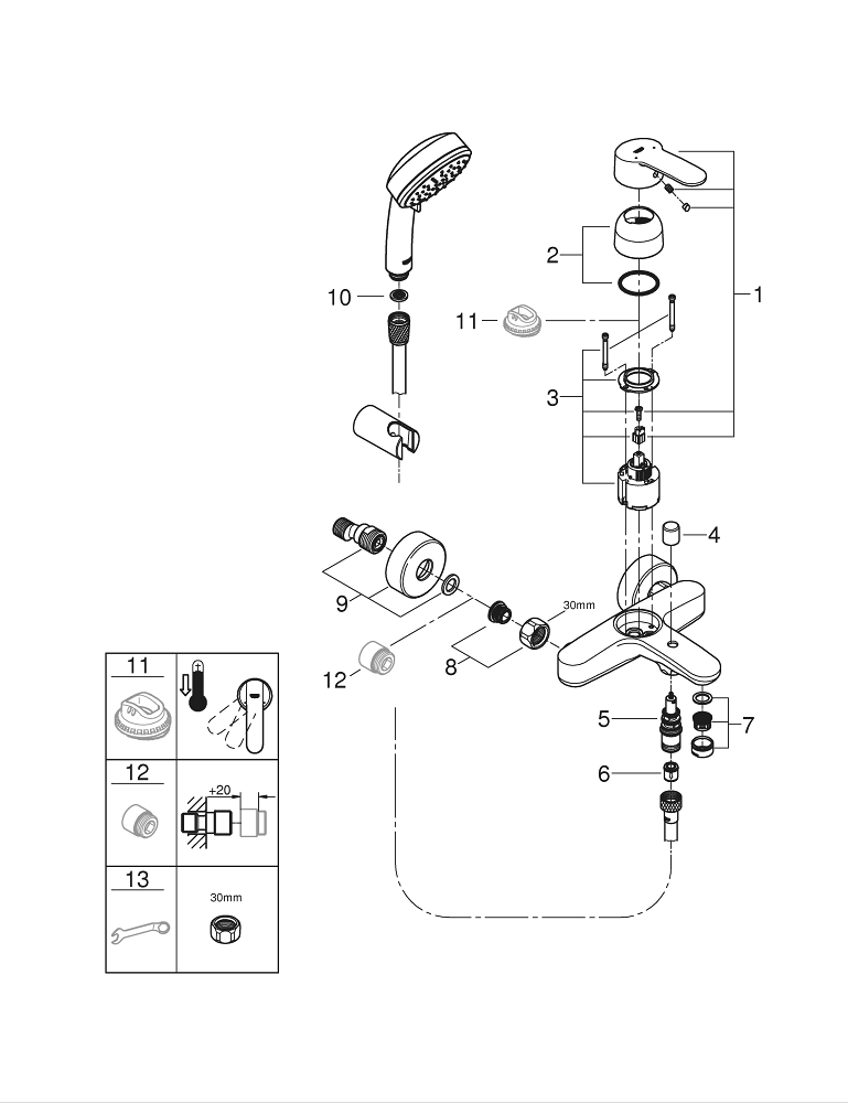 Torneira monocomando de banheira Eurostyle Cosmopolitan, Grohe 33591002