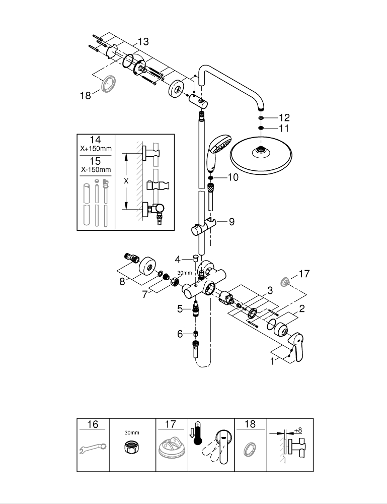 Vitalio Start System 250 Colonne de douche avec mitigeur monocommande ...