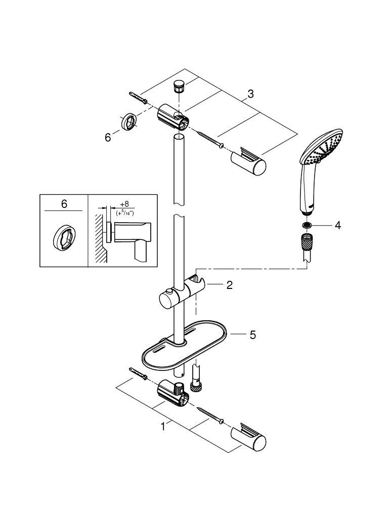 Euphoria 110 Champagne Shower rail set 3 sprays GROHE