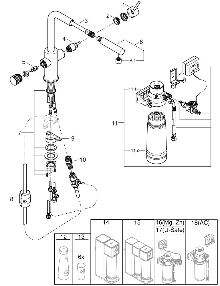 GROHE Blue Pure Minta Starter kit with pullout faucet GROHE