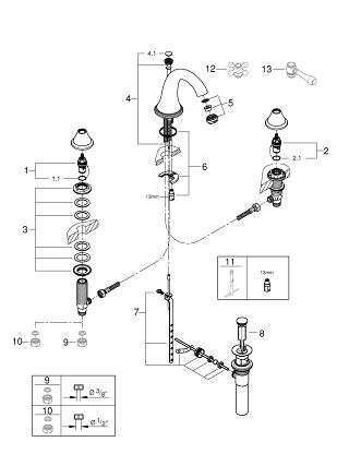 Geneva Three-hole basin mixer 1/2″ | GROHE