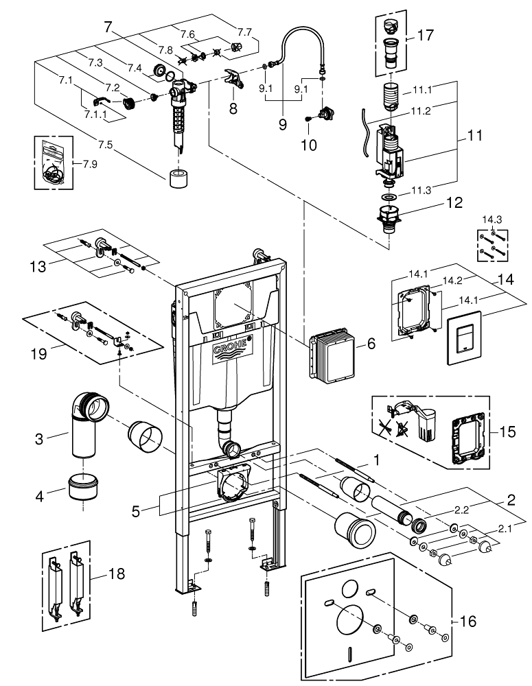 Чертеж инсталляции grohe
