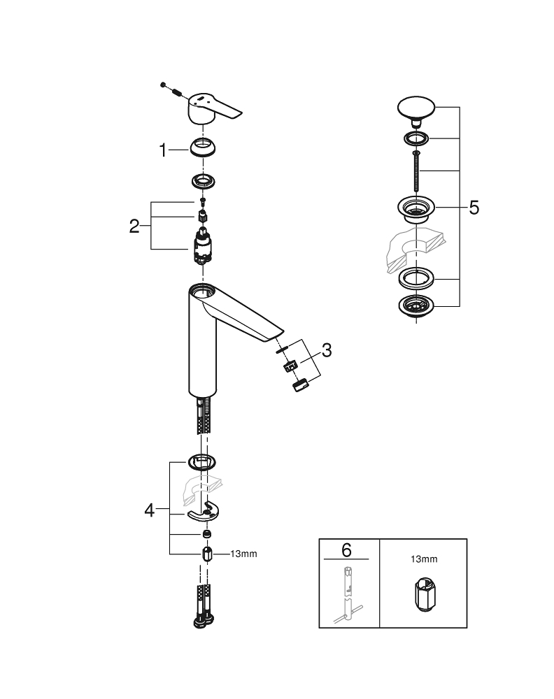 Miscelatore Lavabo Grohe QUICKFIX Start - Monocomando, Cromato, Con Tecnologia SilkMove E EcoJoy - Foto 9