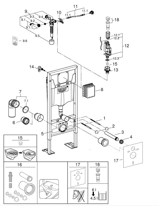 Rapid Sl B Ti Support Pour Wc M Grohe