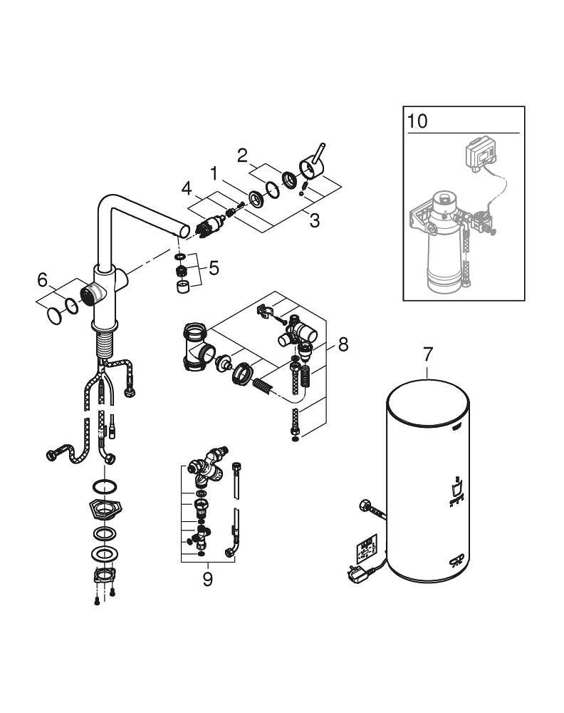 GROHE Red Duo Faucet and L size boiler | GROHE