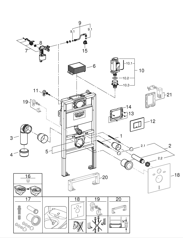 Rapid Sl 3 In 1 Set For Wc 082 M Installation Height Grohe