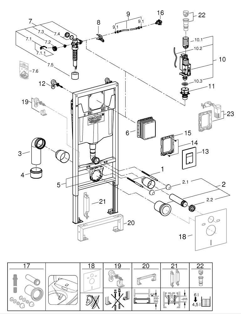 Rapid SL 3-in-1 set for WC, 1.13 m installation height | GROHE