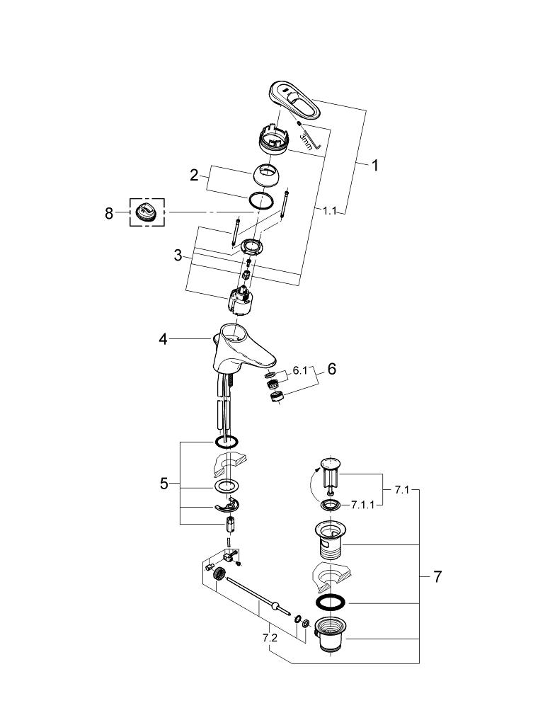 Leva Per Miscelatore Grohe 46415IP0 - Cromata, In Metallo | Per Regolazione Temperatura E Flusso Acqua