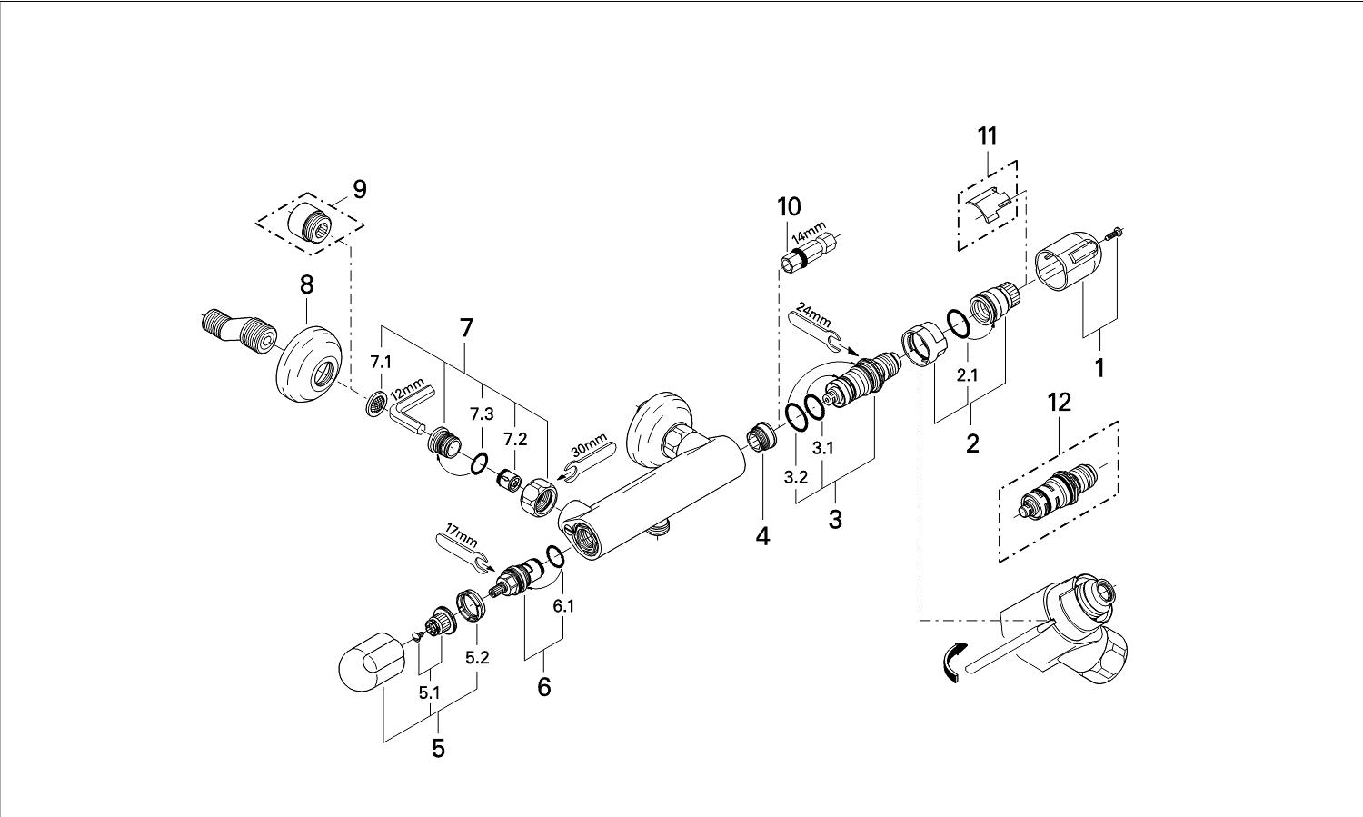 Miscelatore Termostatico Doccia DEPTUNA - Controllo Temperatura 0-50°C, Ottone Cromato - Foto 10