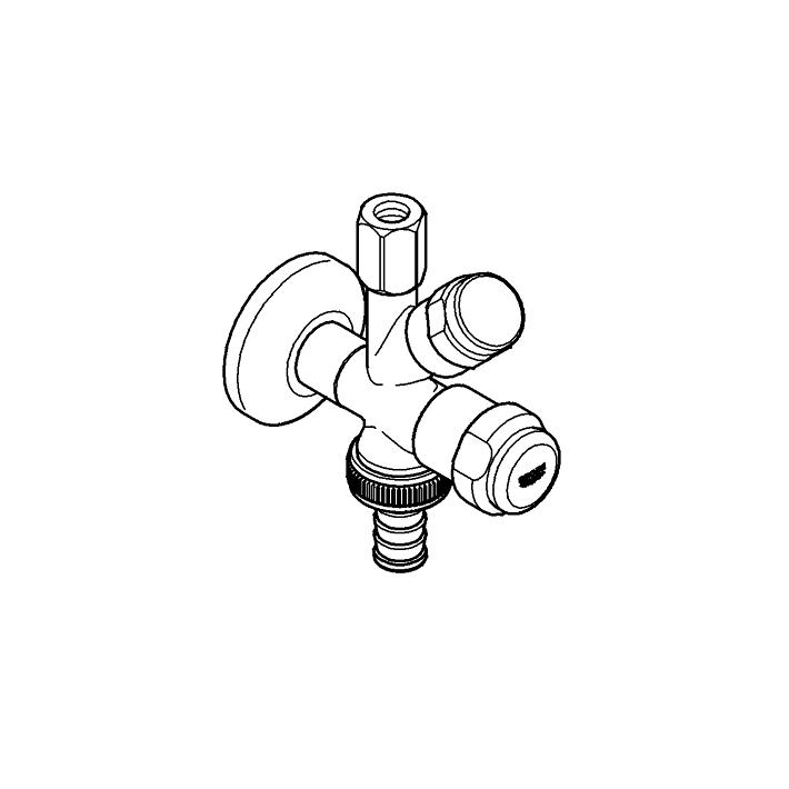No Collection - GROHE Bulaşık makinaları ve eviye bataryaları için çift çıkışlı musluk ölçü ve teknik çizim