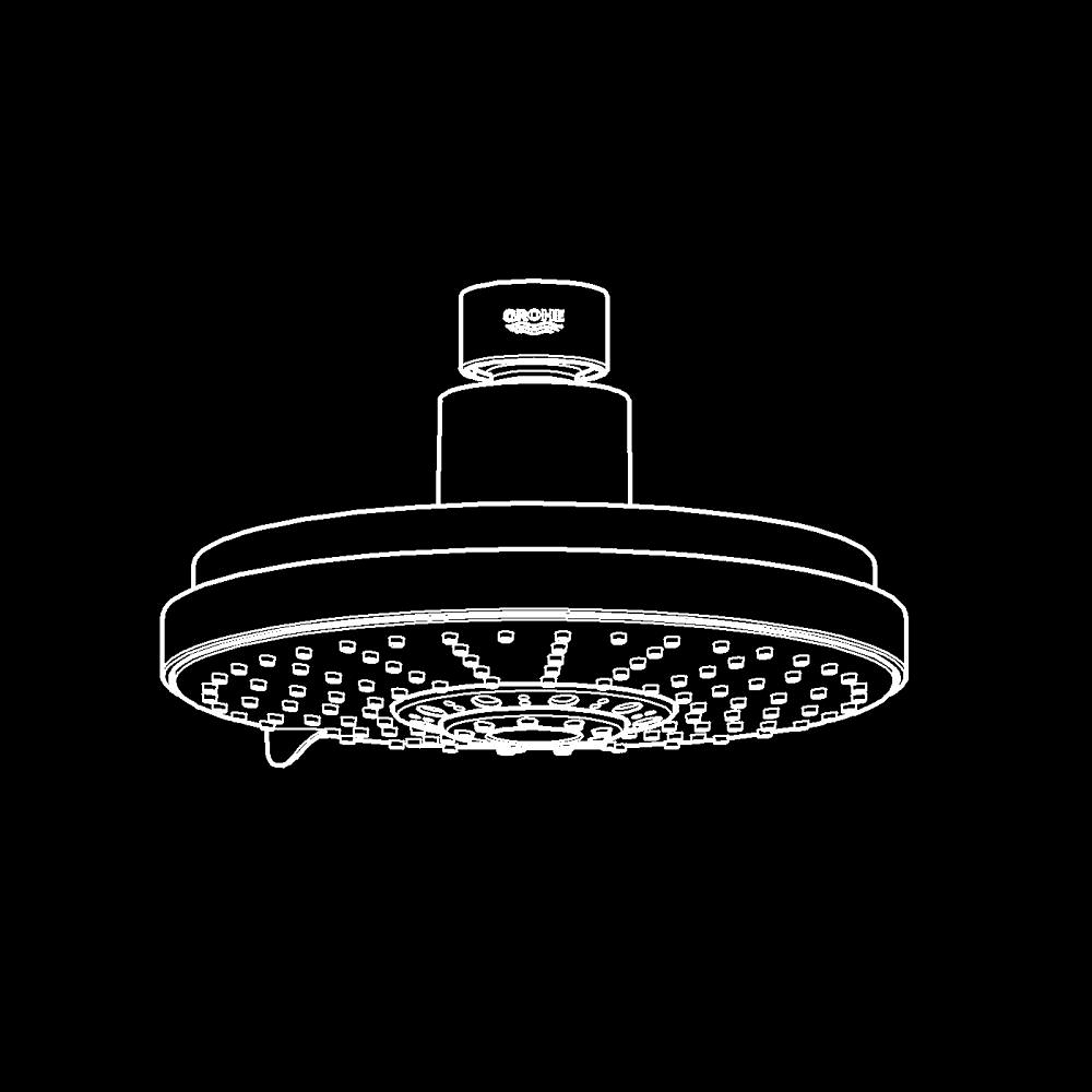 Rainshower Cosmopolitan Tepe duşu 4 akışlı teknik çizim