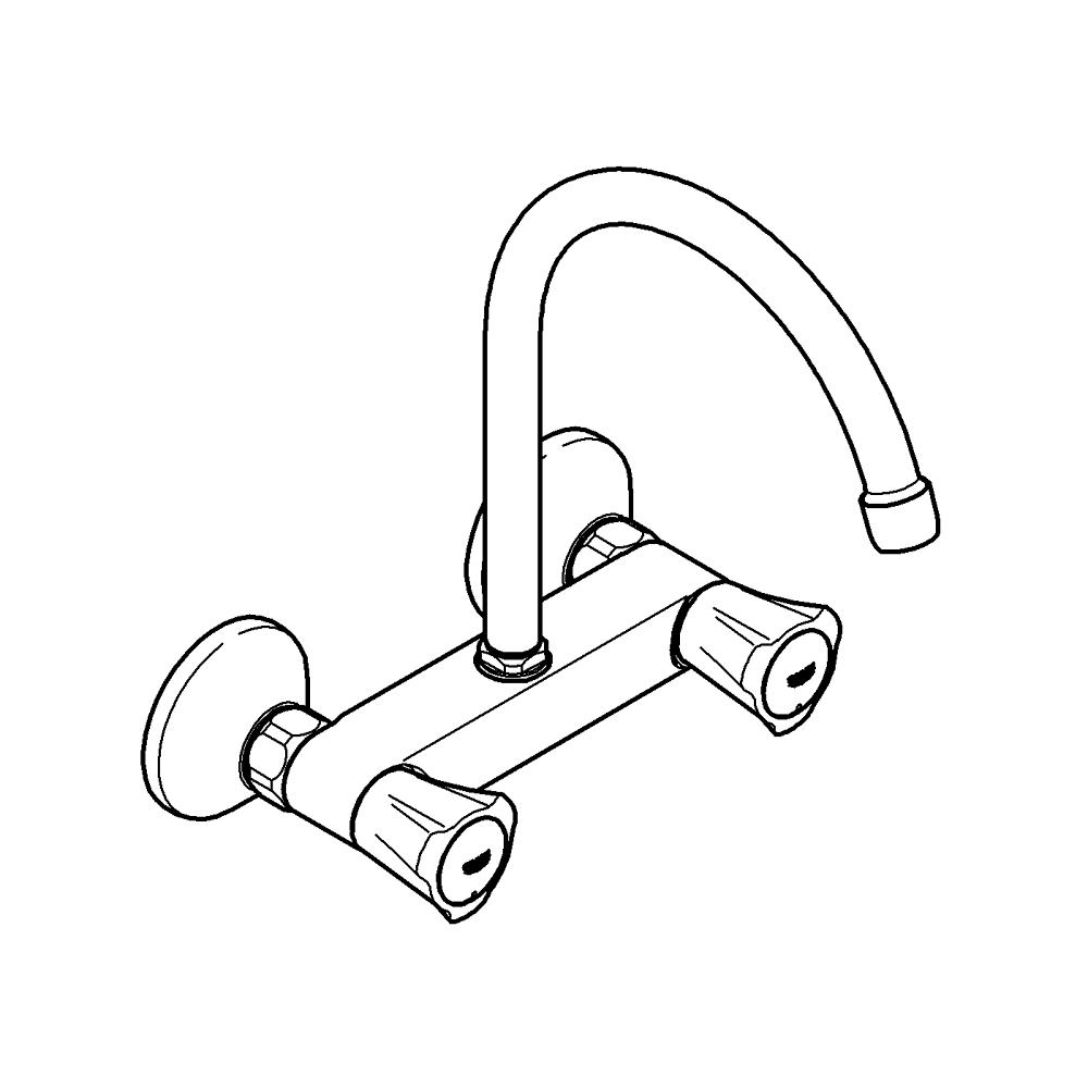 Costa L Duvardan eviye bataryasi, 1/2" teknik çizim