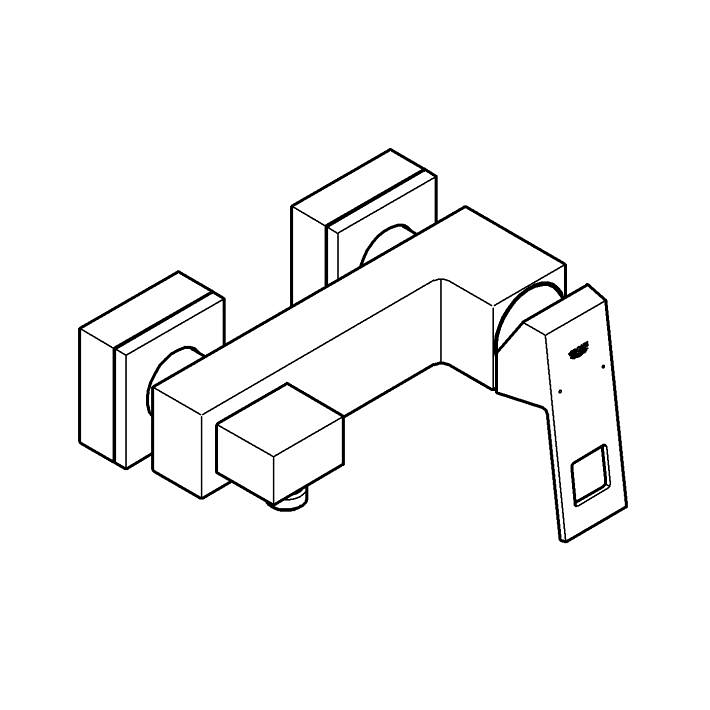 Eurocube Tek kumandalı duş bataryası ölçü ve teknik çizim
