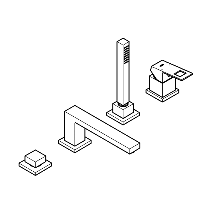 Eurocube Dört delikli küvet bataryası ölçü ve teknik çizim