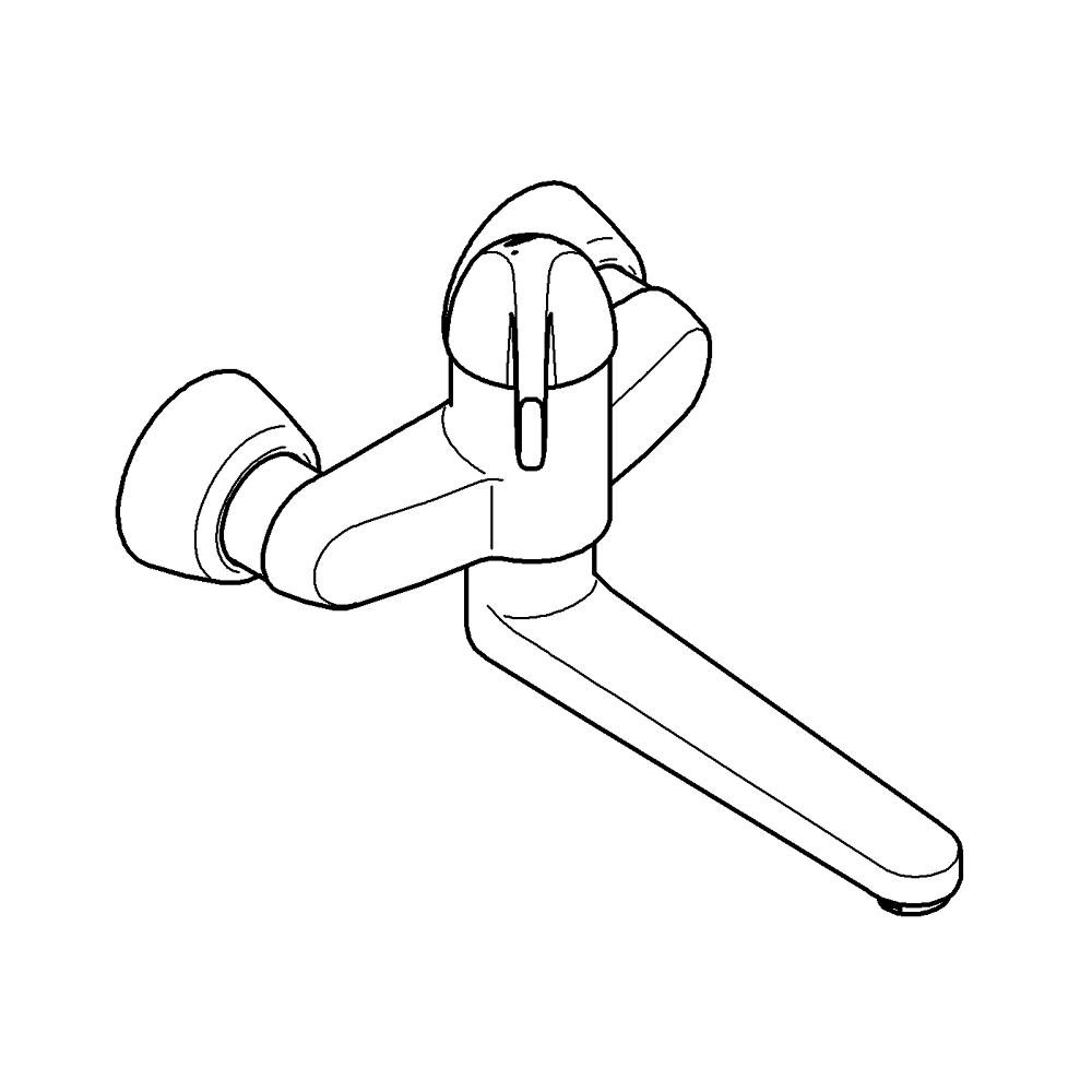 Tek kumandalı lavabo bataryası teknik çizim